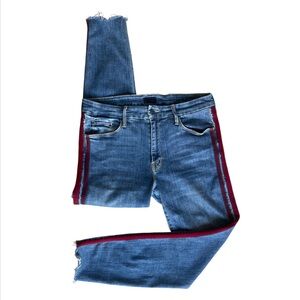 Mother The Looker Frayed Ankle Jeans Keeping Love Alive Racer Stripe Edition
